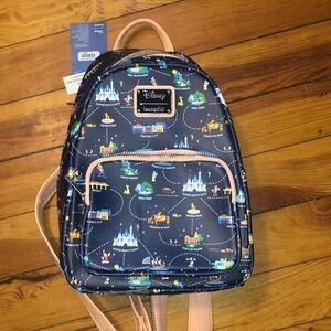 Disney Loungefly Disneyland 65th Anniversary attraction map design